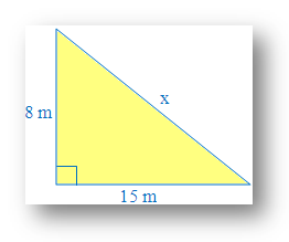 Value of x using Pythagoras Theorem