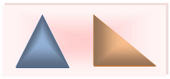 A simple closed curve or a polygon formed by three line-segments (sides) is called a triangle. The above shown shapes are triangles. The symbol of a triangle is ∆.  A triangle is a polygon with three sides. In the given figure ABC is a triangle. AB, BC and CA are its sides.