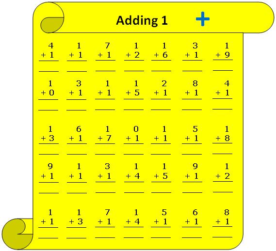 Worksheet on adding 1