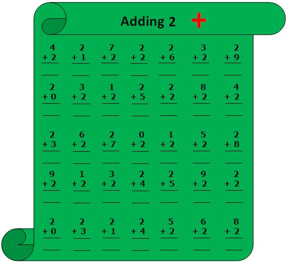 Worksheet on Adding 2