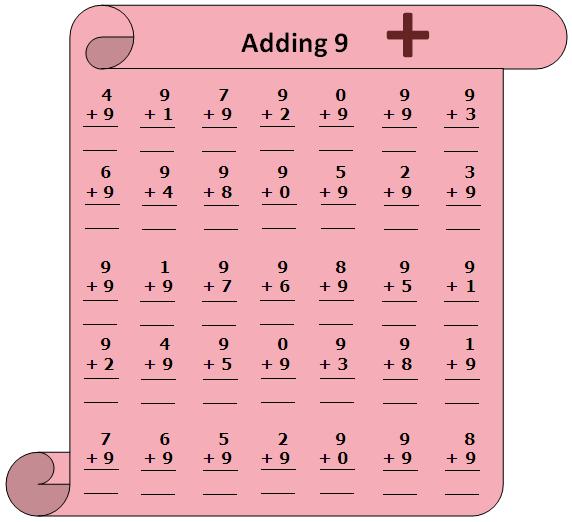 Worksheet on Adding 9