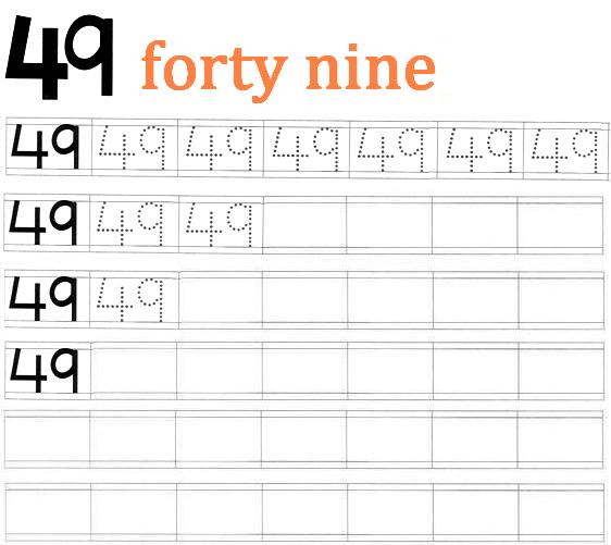 worksheet on number 49