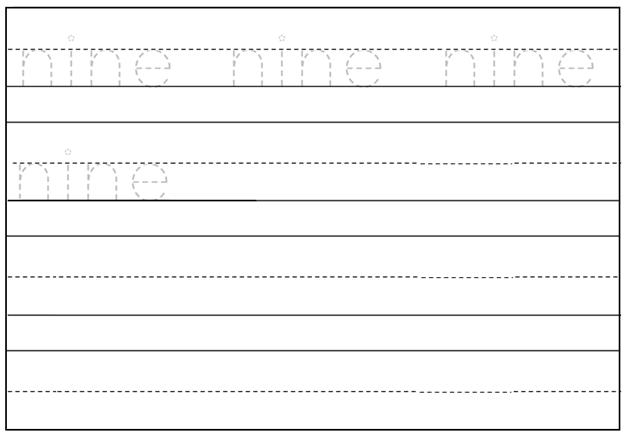 Worksheet on Number Nine