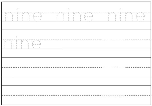 Worksheet on Number Nine